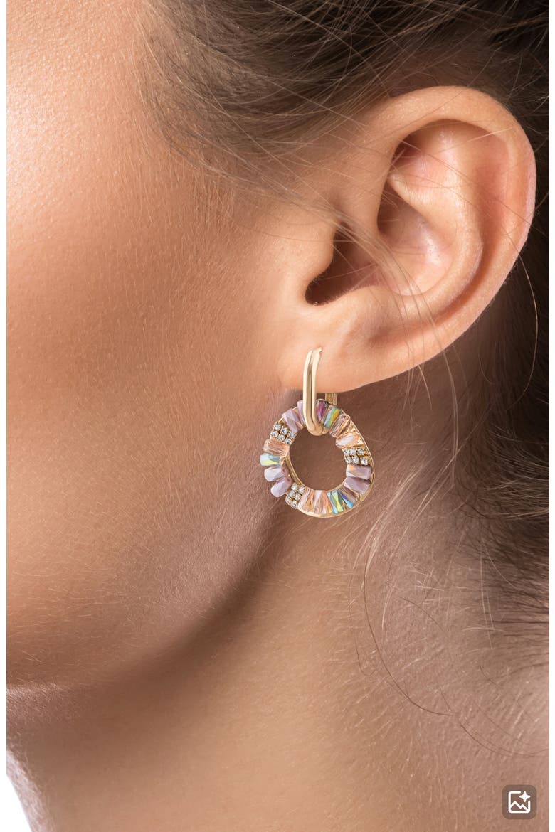Baguette Crystal Frontal Hoop Earrings (Nordstrom Exclusive), Alternate, color, MULTI/ GOLD