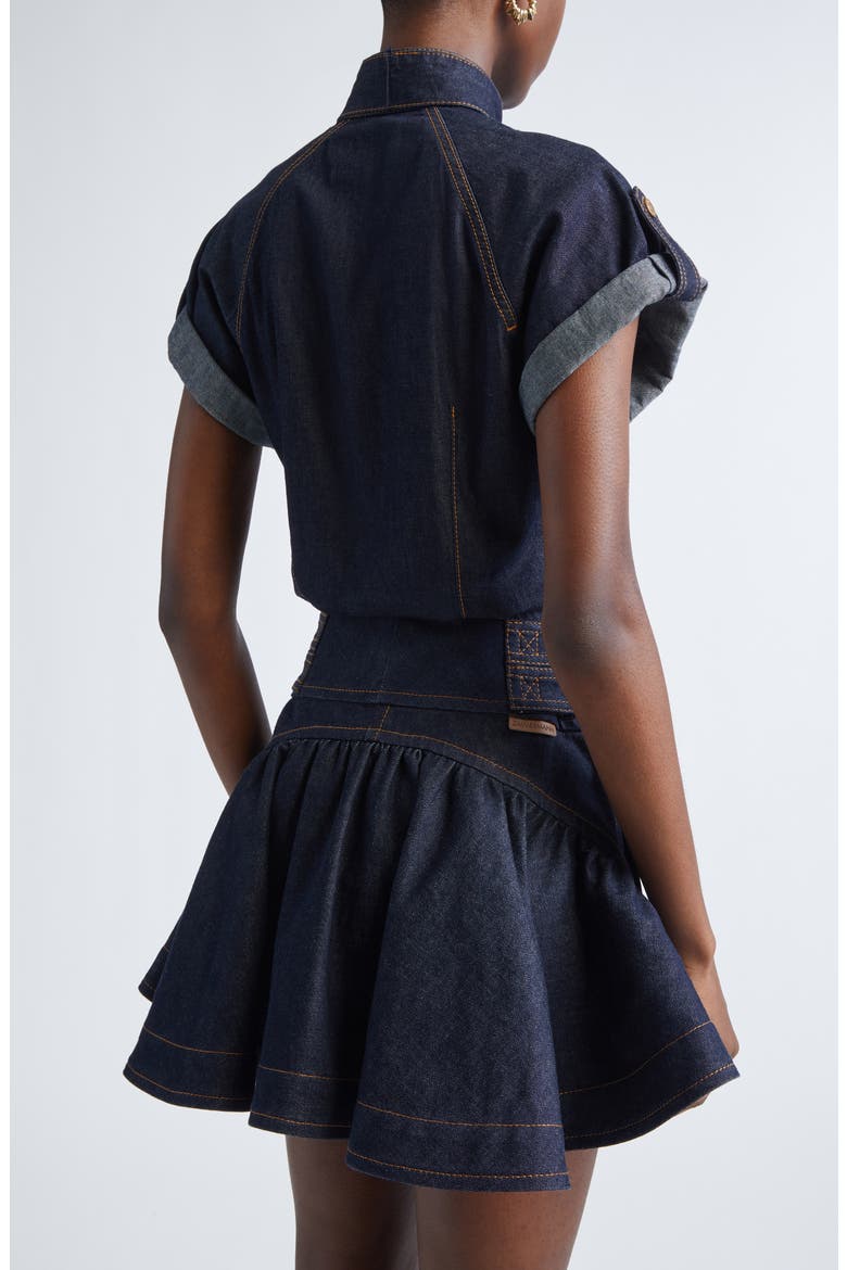 Tie Neck Denim Shirt, Alternate, color, NIGHT SKY