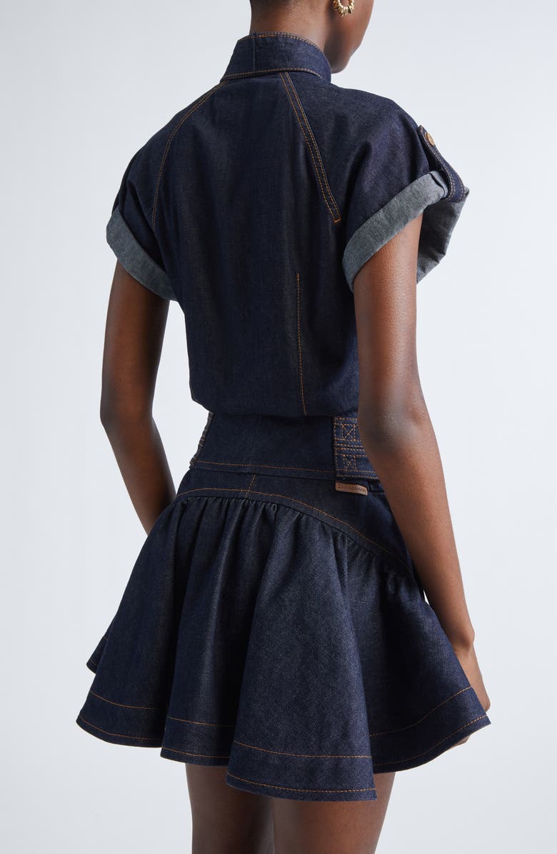 Zimmermann Tie Neck Denim Shirt, Alternate, color, Night Sky