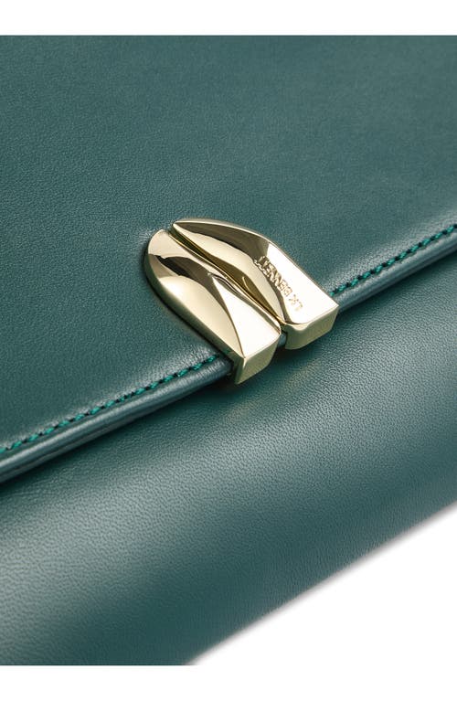 Lk Bennett Aria Curve Flap Suede Clutch In Smoke Green