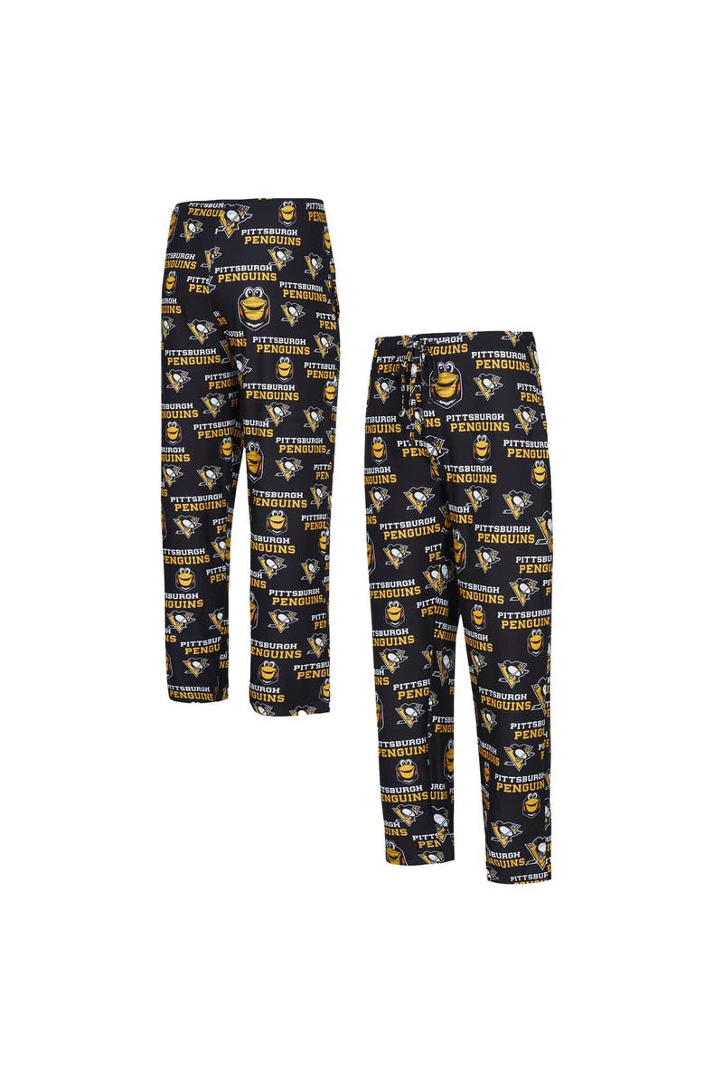 CONCEPTS SPORT Men's Concepts Sport Black Pittsburgh Penguins All Over Print Knit Pants, Alternate, color, Black