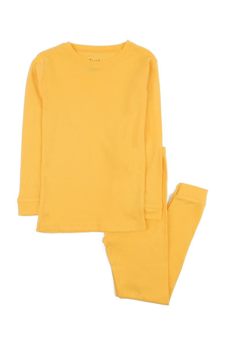 Leveret Kids Two-Piece Solid Cotton Matching Family Pajamas, Alternate, color, Yellow