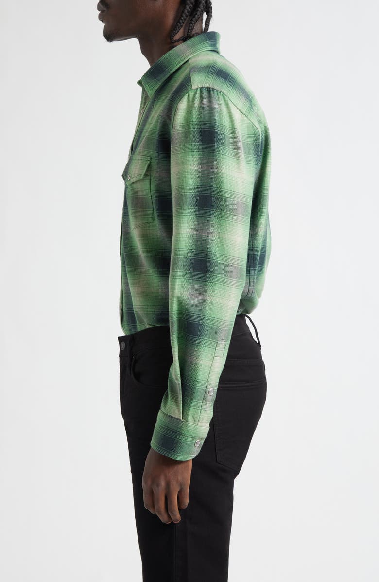 TOM FORD Slim Fit Grand Dégradé Check Western Shirt, Alternate, color, Military Green Multi