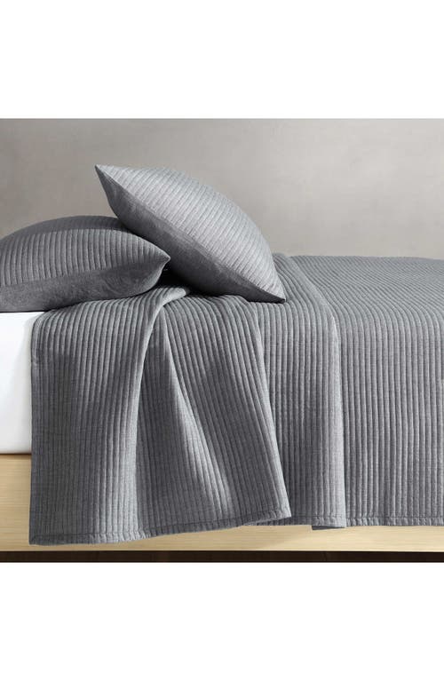 Calvin Klein Mini Channel Stitch Queen Quilt & Shams Set In Dark Grey