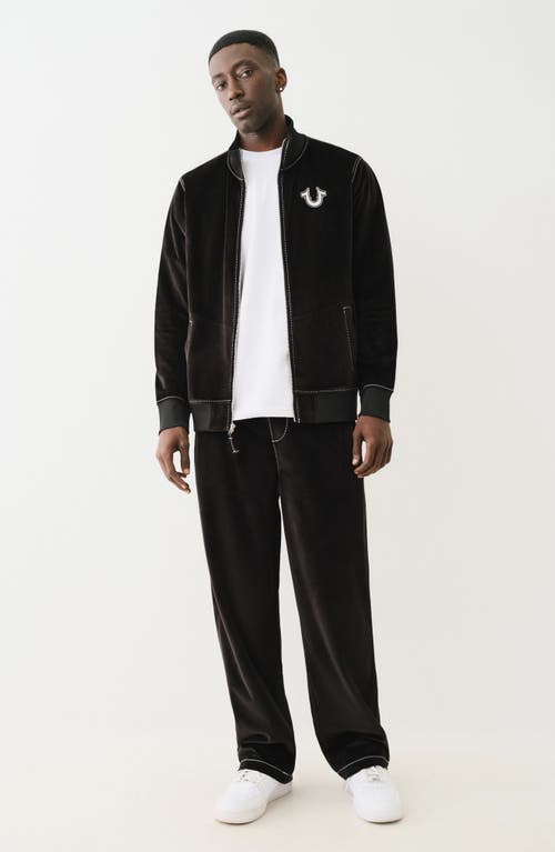 True Religion Velvet Big T Pants In Jet Black/shiny Nickel