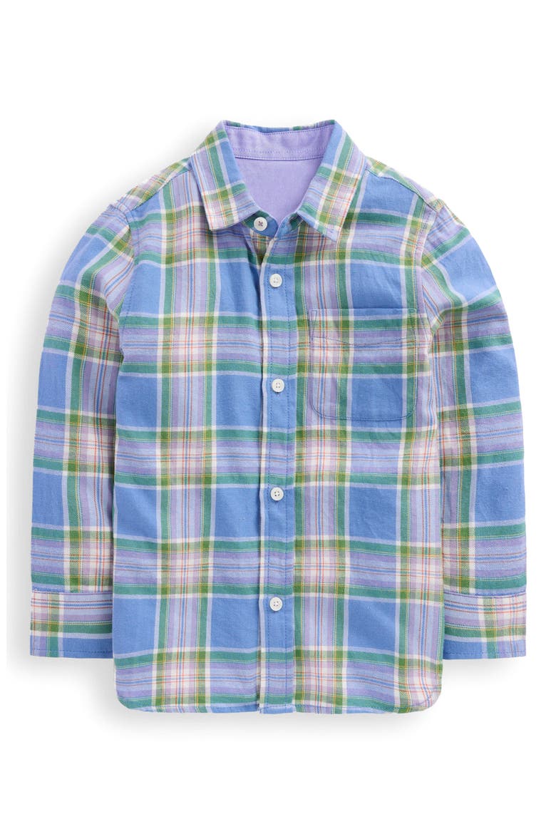 Kids' Plaid Cotton Flannel Button-Up Shirt, Main, color, BLUE AND PURPLE CHECK