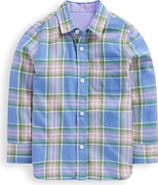 Mini Boden Kids' Plaid Cotton Flannel Button-Up Shirt