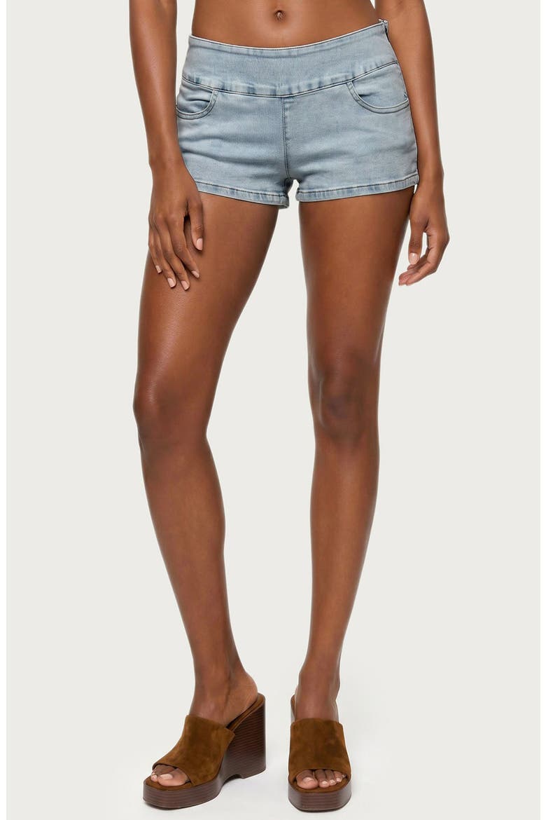 Zaida Stretch Denim Micro Shorts, Main, color, LIGHT-BLUE