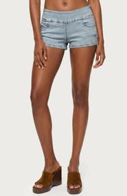 EDIKTED Zaida Stretch Denim Micro Shorts