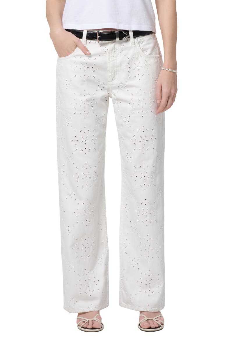 Lindz Eyelet Low Rise Easy Straight Leg Jeans (Women) | Nordstrom