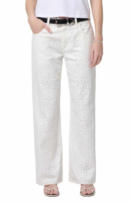 Lindz Eyelet Low Rise Easy Straight Leg Jeans