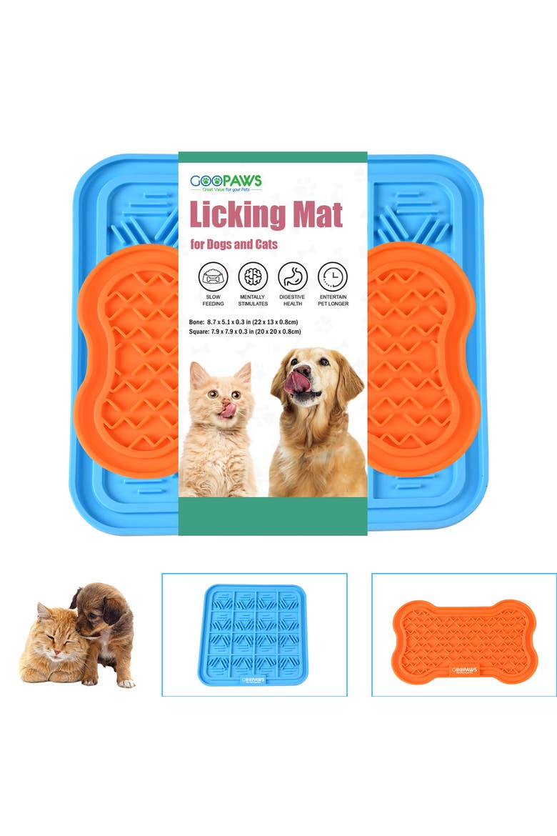 Licking Mat 2Pack Orange & Blue, Slow Feeder Pads For Dogs & Cats, Alternate, color, Multicolored
