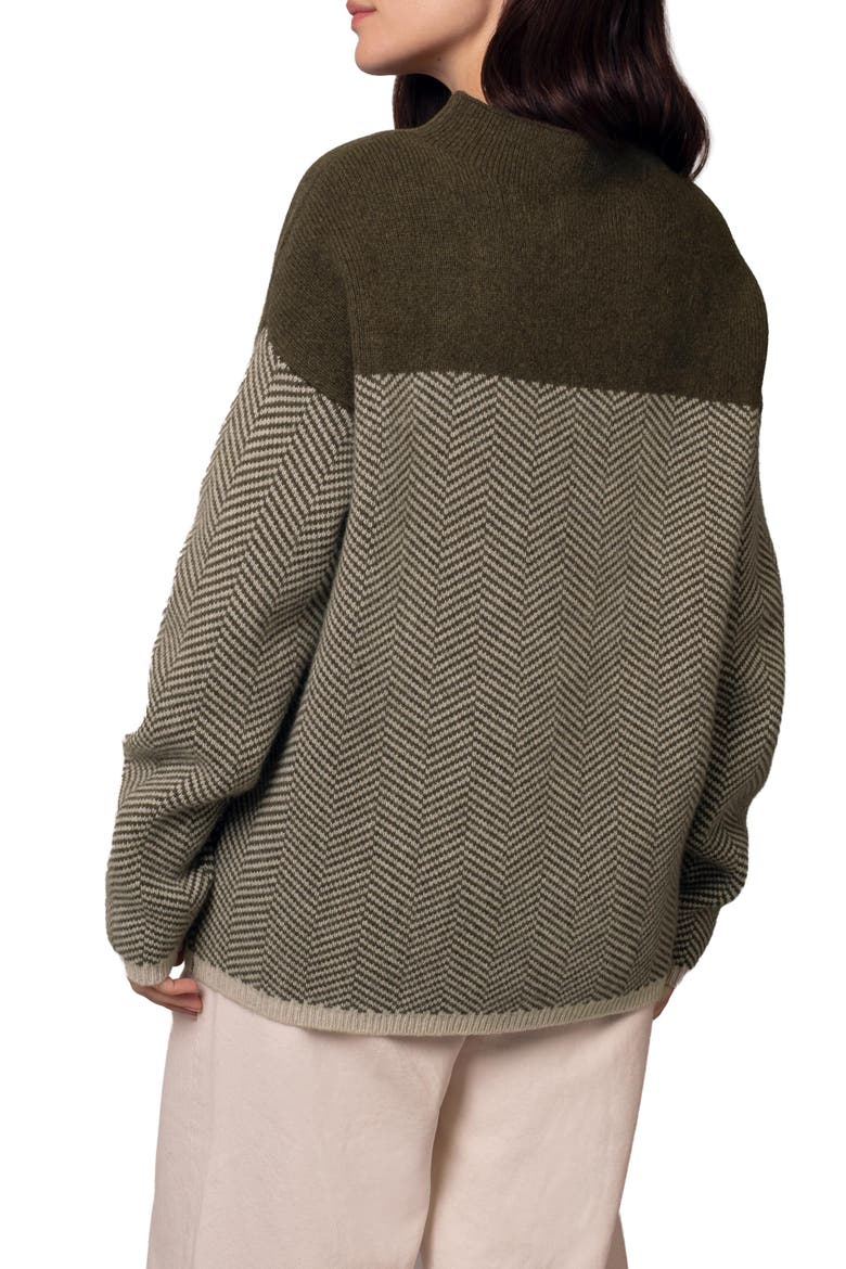 Felted Funnel Neck Sweater, Alternate, color, Moss Chevron