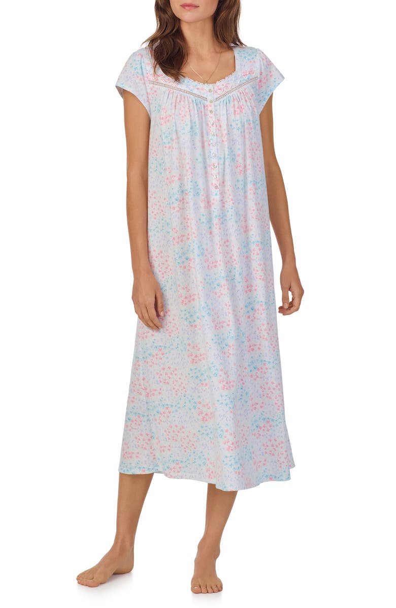 Eileen West Floral Print Cotton Nightgown, Main, color, 