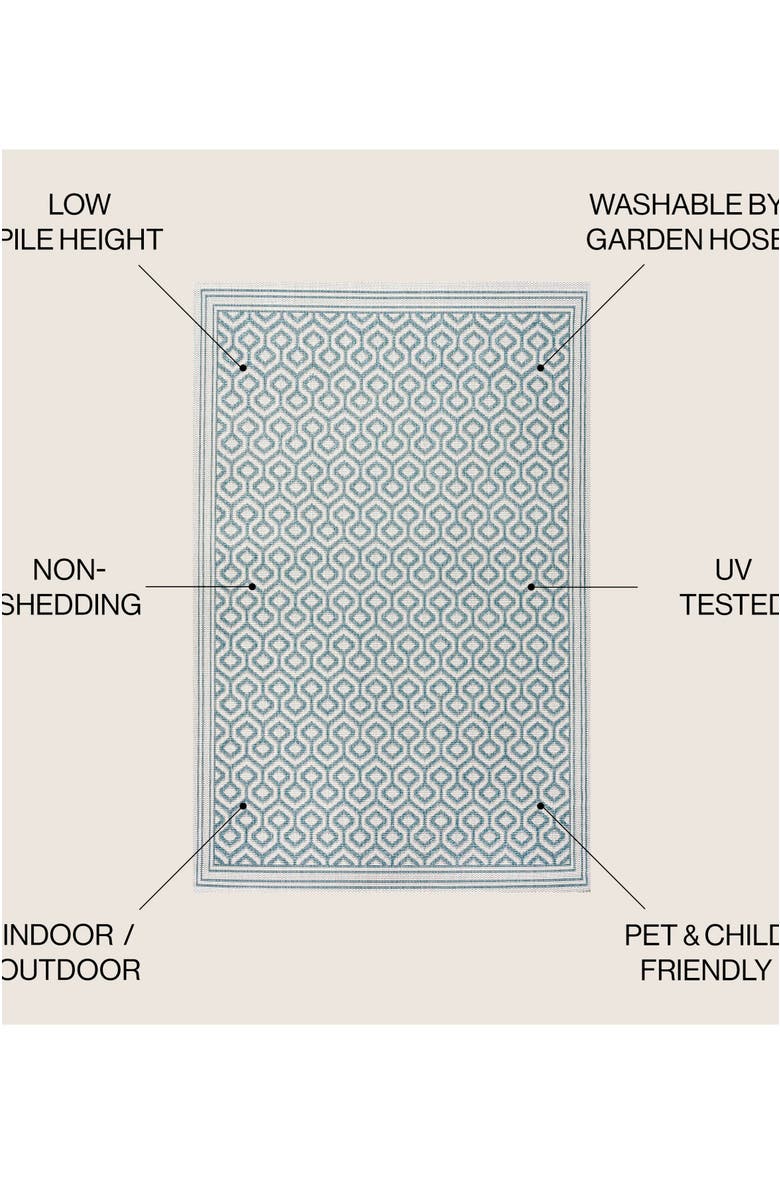 JONATHAN Y Marvao Diamond Trellis Indoor/Outdoor Area Rug, Alternate, color, Teal/Gray