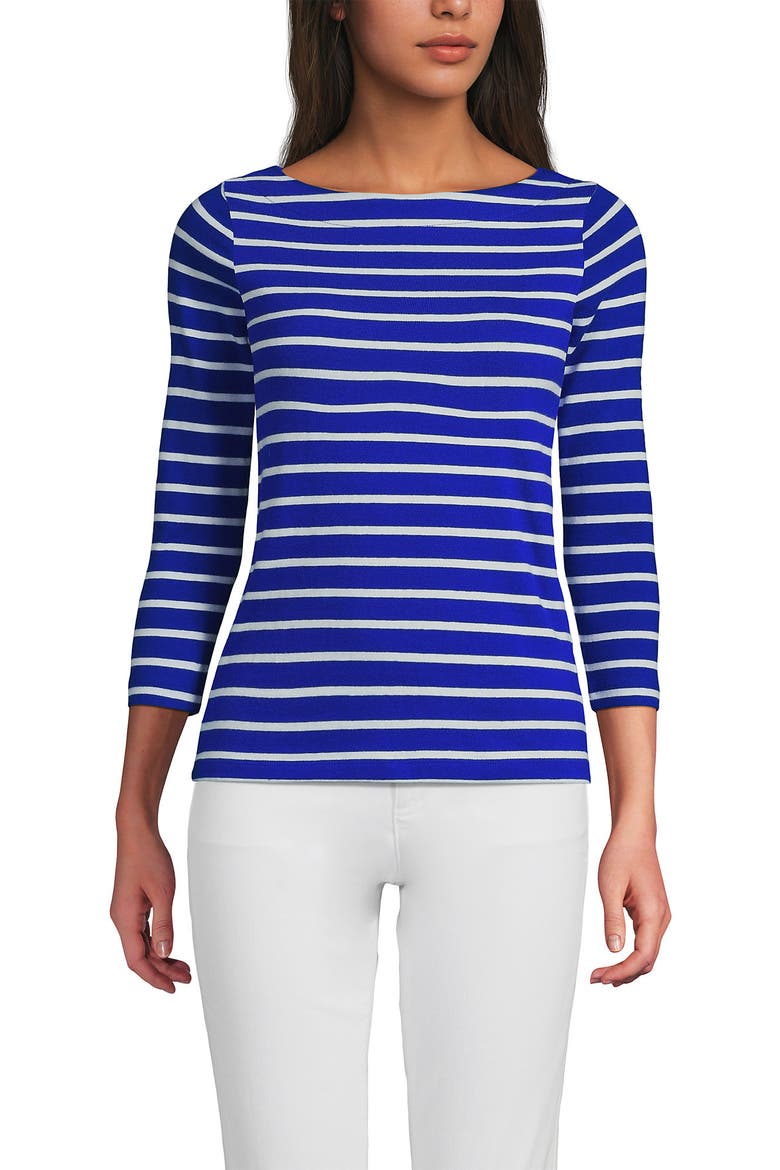 Mariner Jersey Boatneck Top, Alternate, color, Vibrant Lapis Breton Stripe