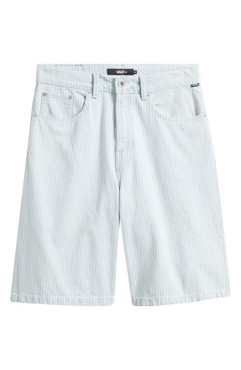 Check-5 Baggy Denim Shorts (Blue Ice Stripe)