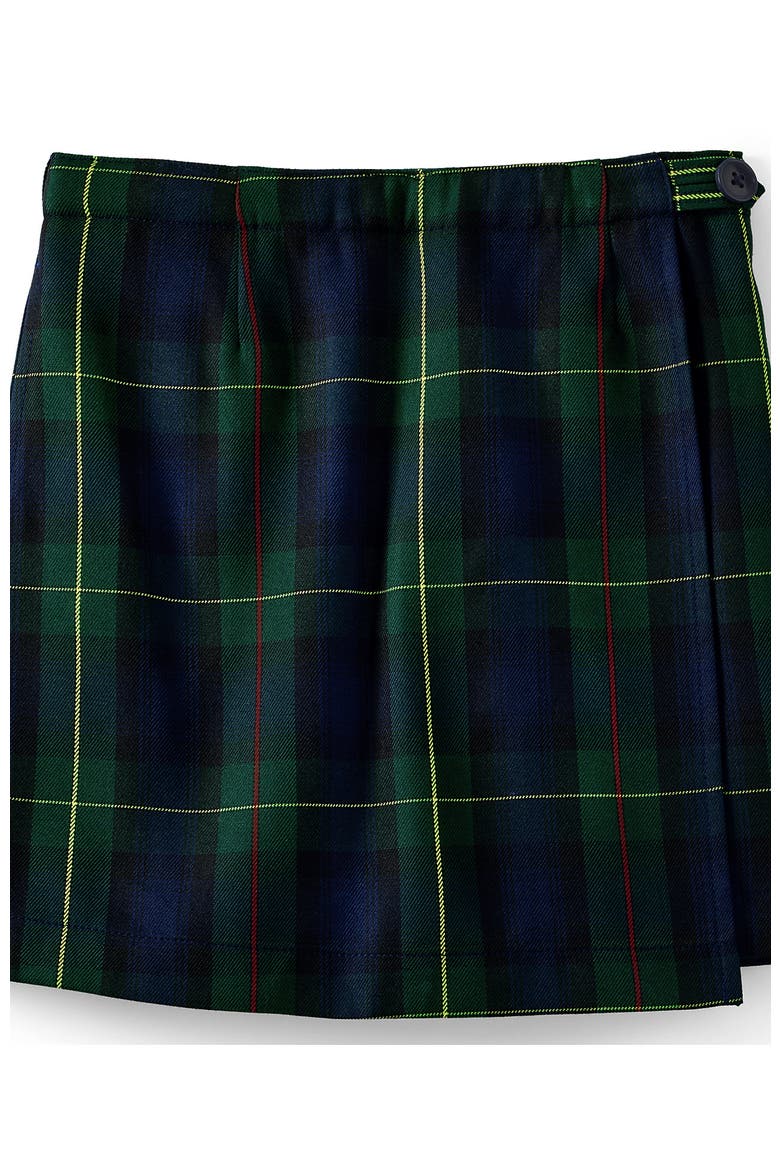 School Uniform Girls Plaid A Line Tab Skort Top of Knee, Alternate, color, Hunter/Classic Navy Plaid