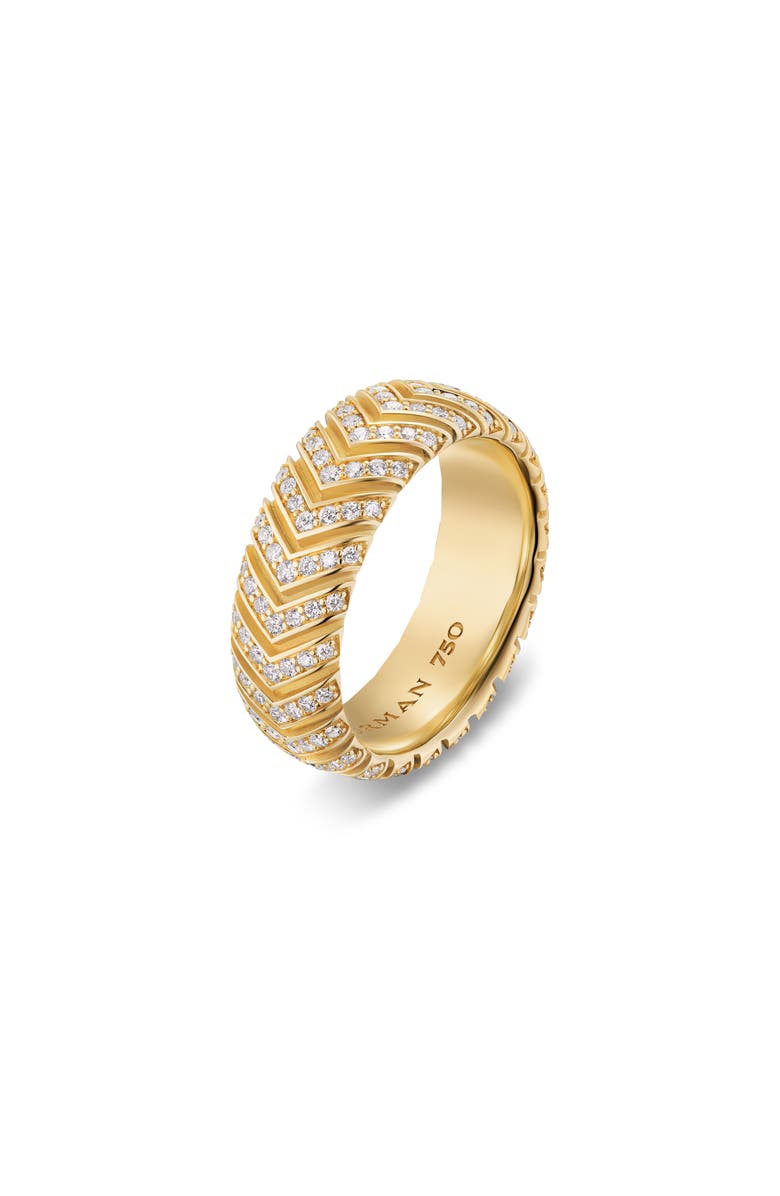 David Yurman Men's Chevron Band Ring in 18K Yellow Gold with Diamonds, 8mm, Alternate, color, Gold