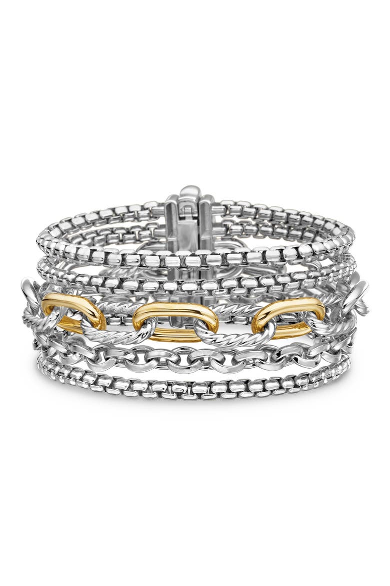 Multi-Row Chain Bracelet with 18K Yellow Gold, Main, color, SILVER/ GOLD