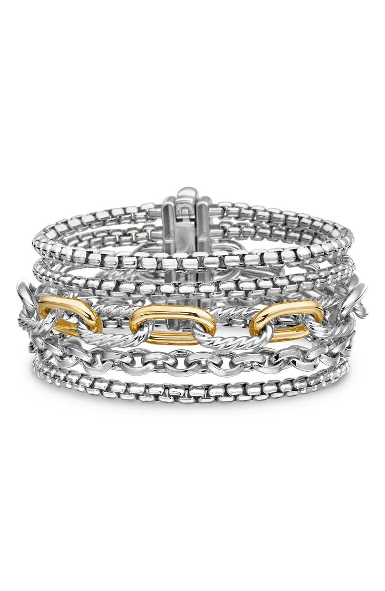 David Yurman Multi-Row Chain Bracelet with 18K Yellow Gold, Main, color,
