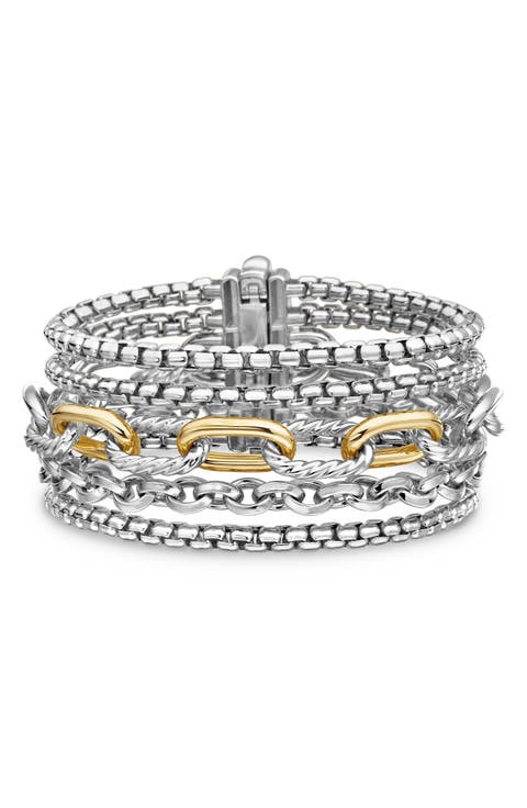 Multi-Row Chain Bracelet with 18K Yellow Gold