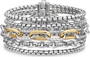 David Yurman Multi-Row Chain Bracelet with 18K Yellow Gold