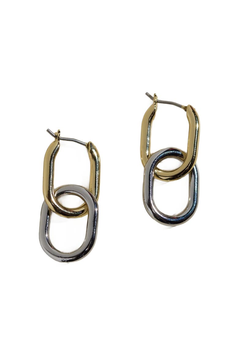 Mixed Metal Chain Link Hoop Earrings, Alternate, color, Gold / Silver