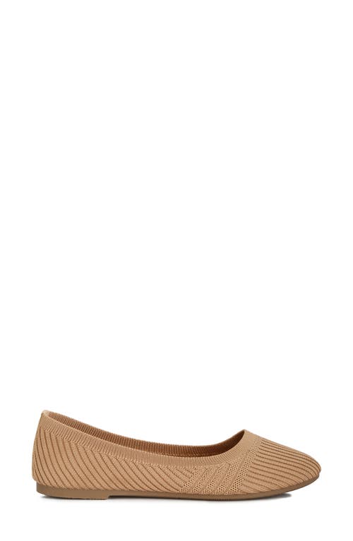 London Rag Ammie Ribbed Knit Ballet Flat In Brown