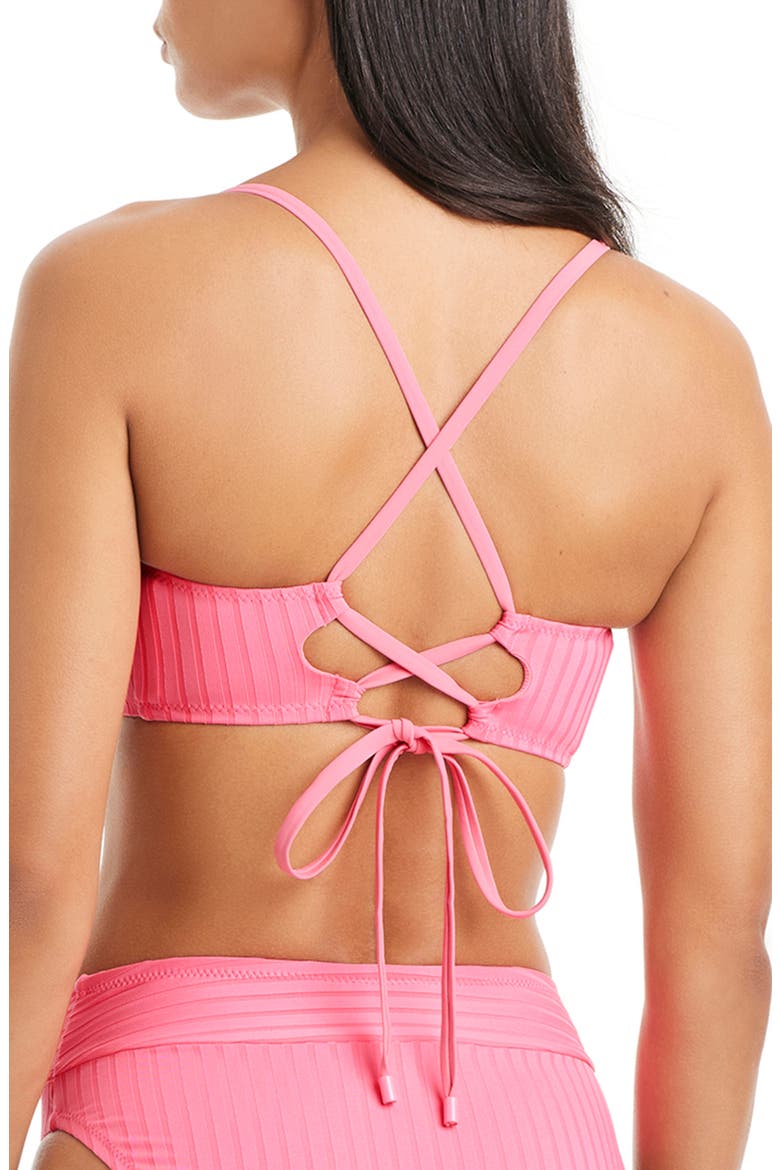 Textured Stripe U-Bar Bikini Top, Alternate, color, BLOOM PINK
