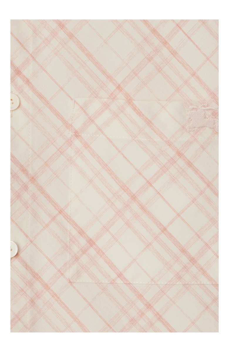 Burberry Cropped Check Cotton Shirt, Alternate, color, Dusky Rose