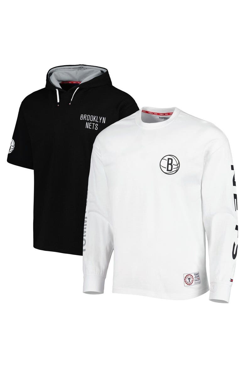 Men's Tommy Jeans Black/White Brooklyn Nets Matthew 2-In-1 T-Shirt & Hoodie Combo Set, Main, color, Black