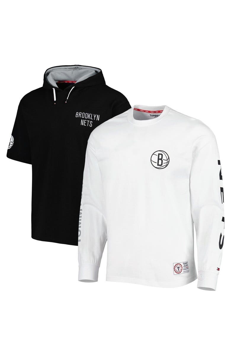 TOMMY JEANS Men's Tommy Jeans Black/White Brooklyn Nets Matthew 2-In-1 T-Shirt & Hoodie Combo Set, Main, color, Black