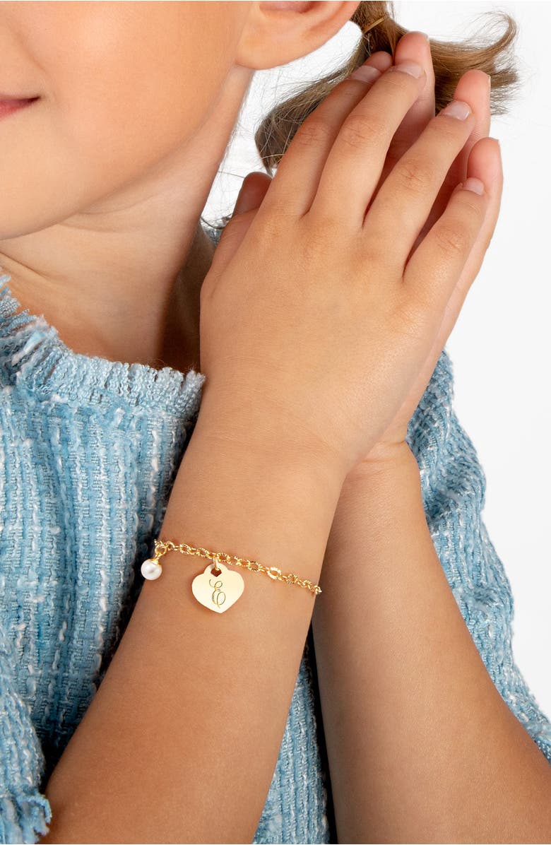 Tiny Blessings 14K Gold Classic Charm Bracelet & Engraved Initial 6.25" Bracelet, Alternate, color, 14K Gold - E