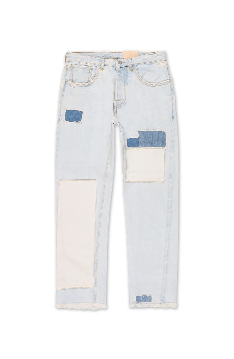 Fortela Patchwork Five Pocket Denim Pants, Main, color, Stone Wash