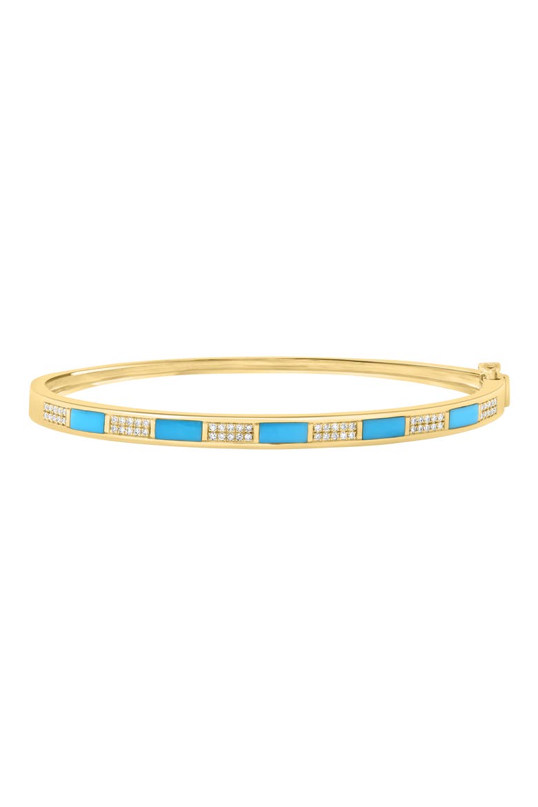 Turquoise & Diamond Hinged Bangle Bracelet, Main, color, BLUE