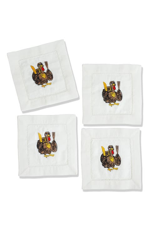 Set of 4 Embroidered Coasters