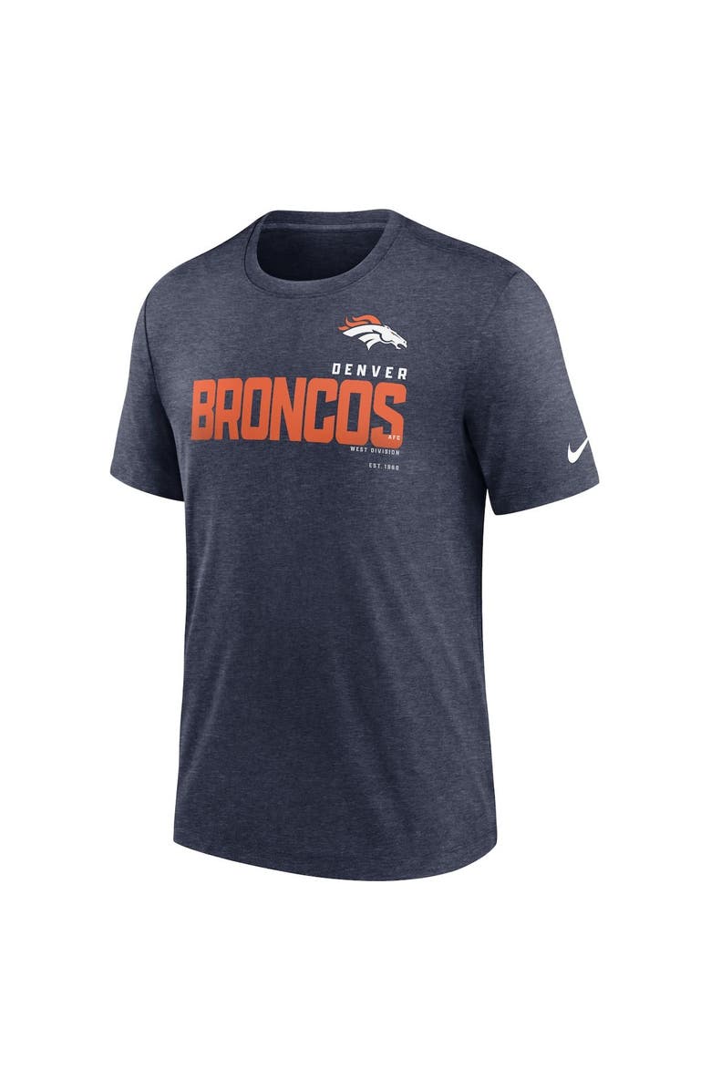 Nike Men's Nike Heather Navy Denver Broncos Team Tri-Blend T-Shirt, Alternate, color, Heather Navy