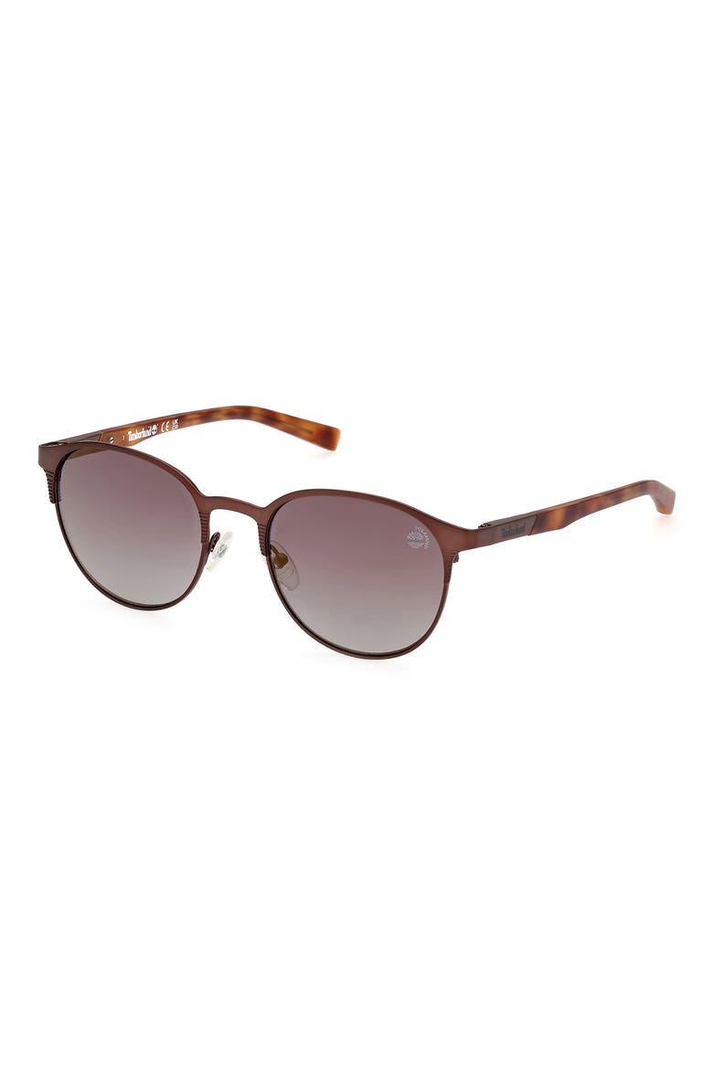 53mm Polarized Round Sunglasses, Alternate, color, MATTE DARK BROWN / SMOKE