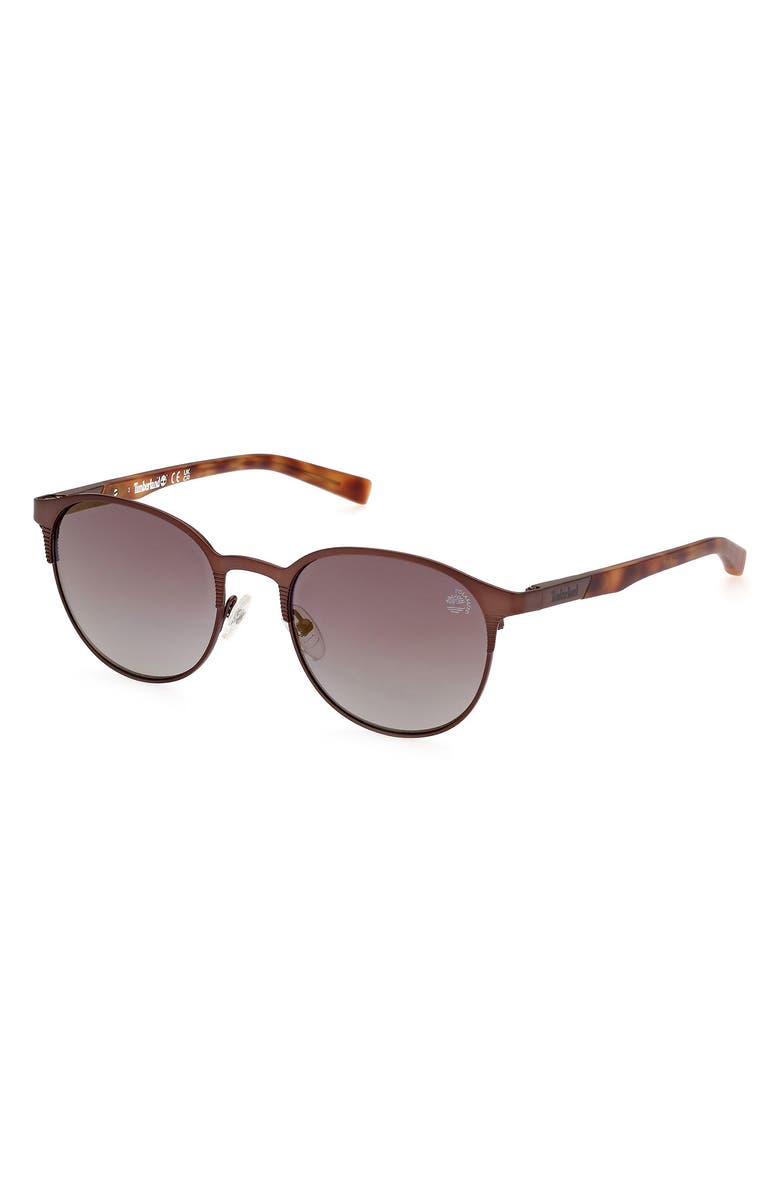 Timberland 53mm Polarized Round Sunglasses, Alternate, color,
