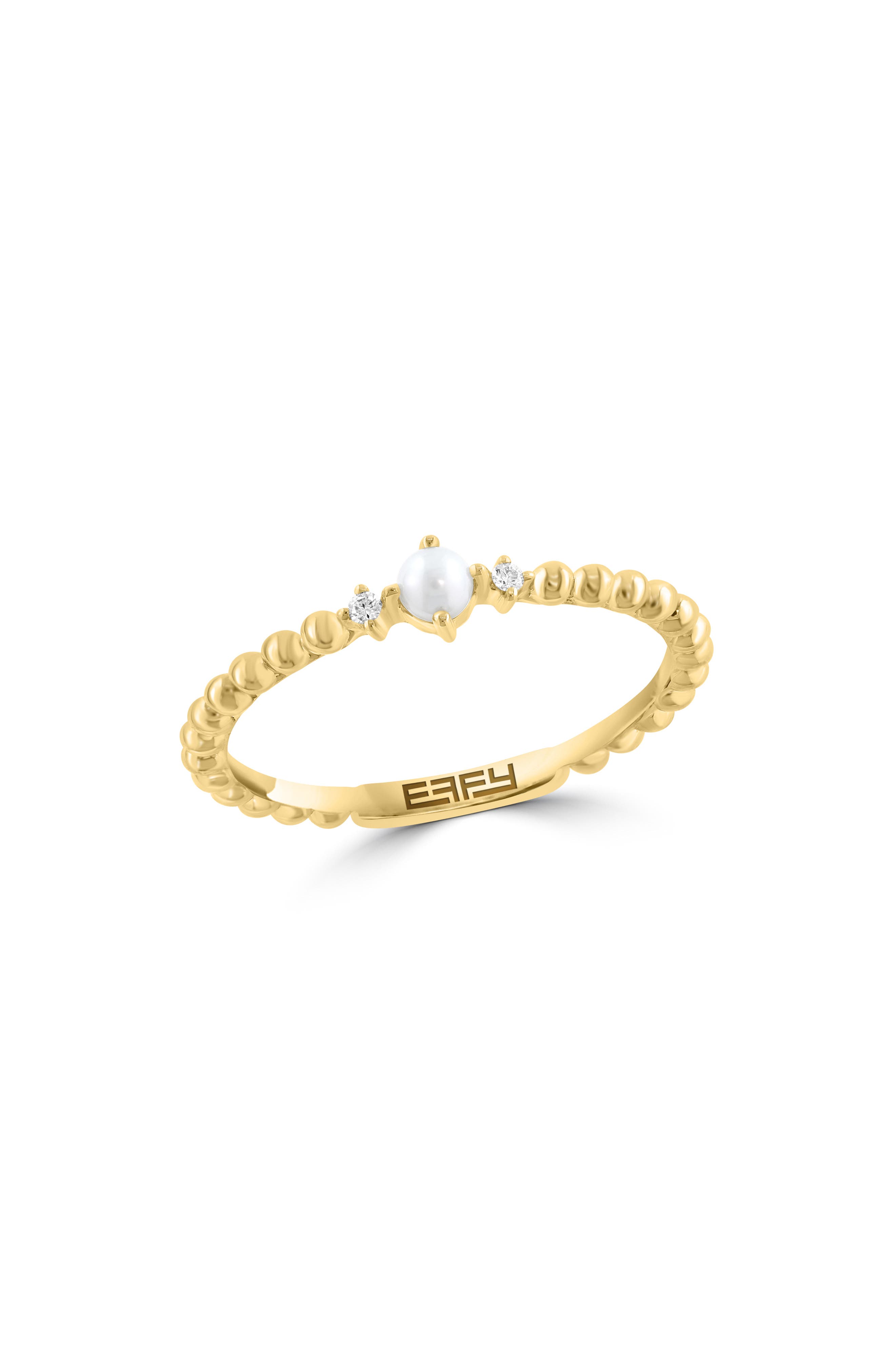Cultured Pearl & Diamond Band Ring