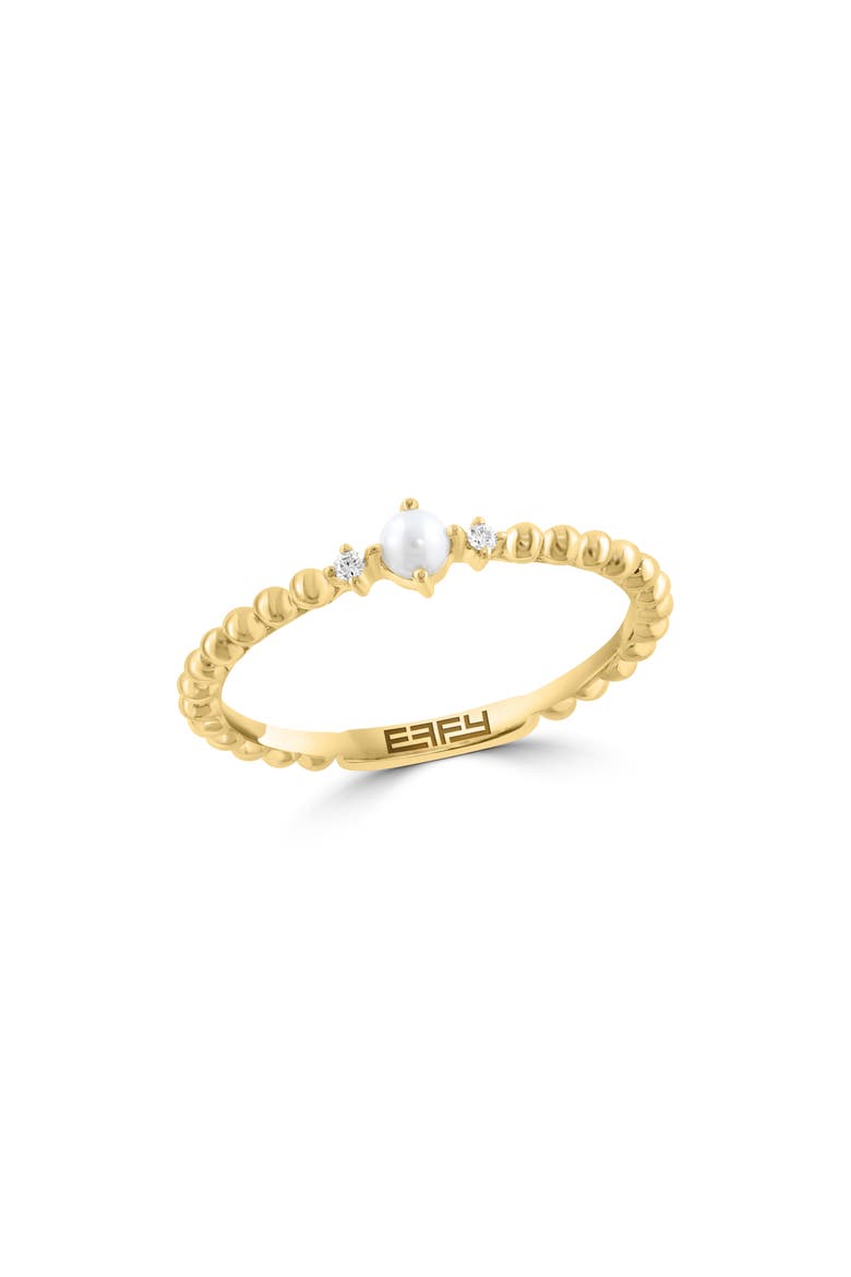 Cultured Pearl & Diamond Band Ring, Main, color, WHITE