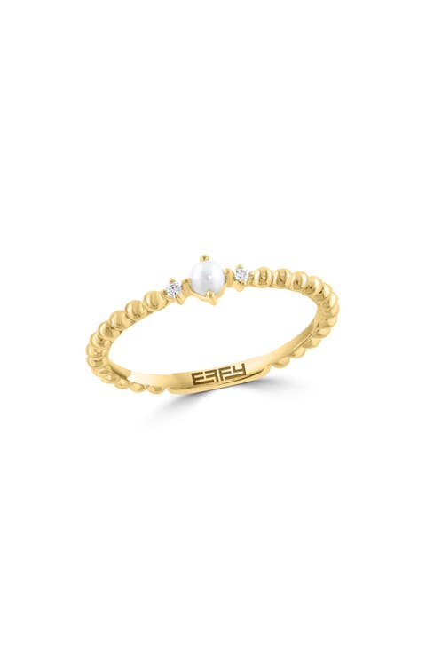 Cultured Pearl & Diamond Band Ring