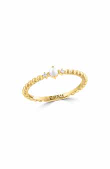 Cultured Pearl & Diamond Band Ring
