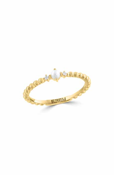 Cultured Pearl & Diamond Band Ring