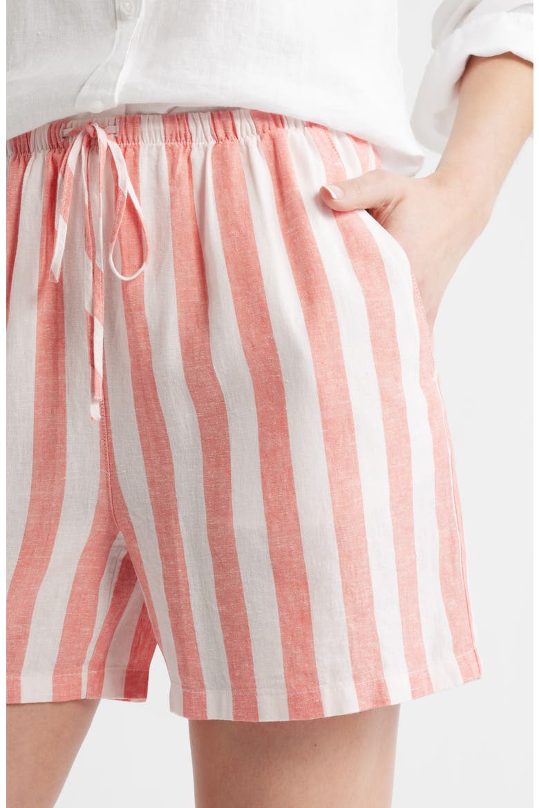 Easy Linen Blend Shorts, Alternate, color, PINK- CORAL CABANA STRIPE