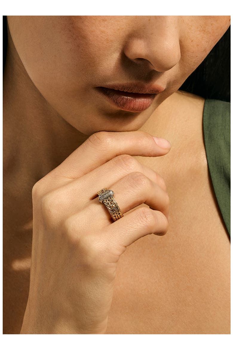 Icon Link Ring with Diamonds, Alternate, color, GOLD