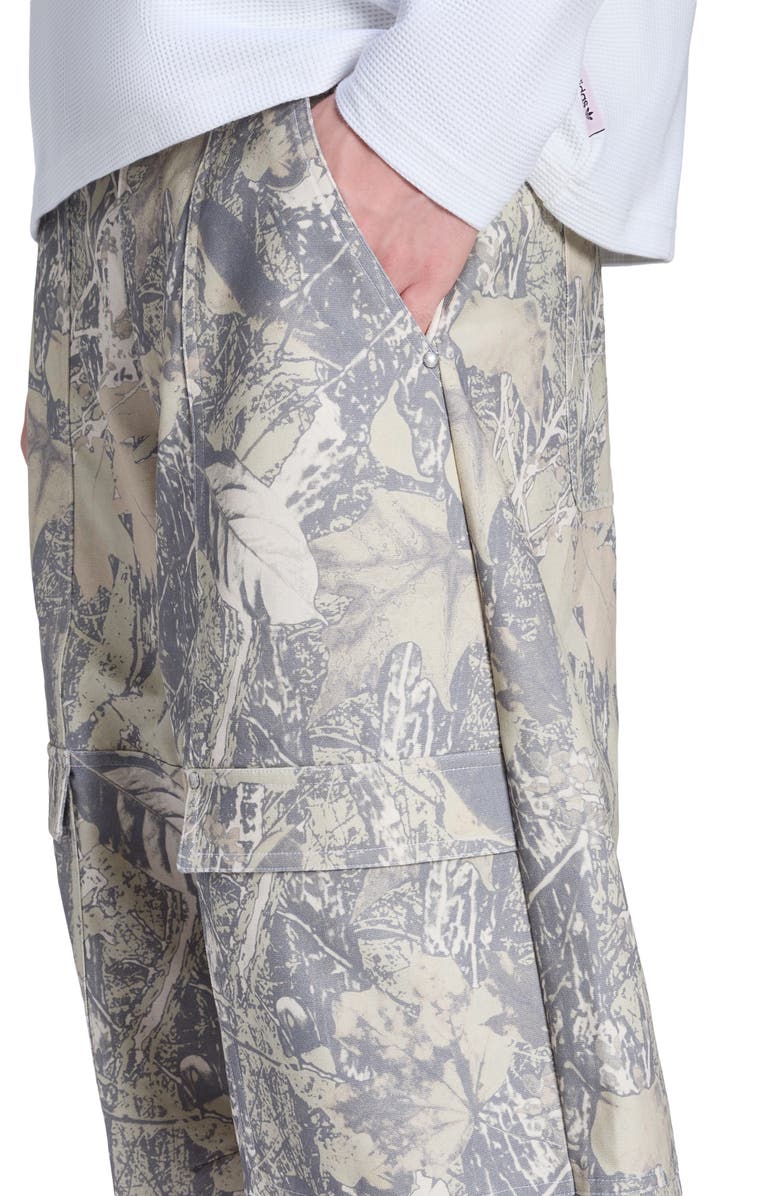 adidas Originals Loose Fit Leaf Print Canvas Cargo Pants, Alternate, color, 