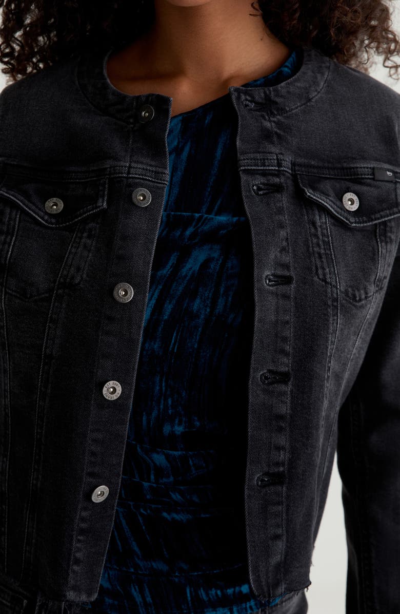 AG Robyn Raw Hem Fitted Denim Crop Jacket, Alternate, color, Nebula