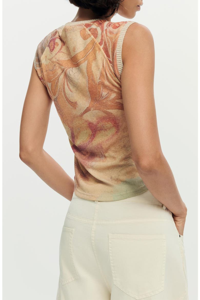 Sleeveless Print T-Shirt, Alternate, color, ORANGE MULTI